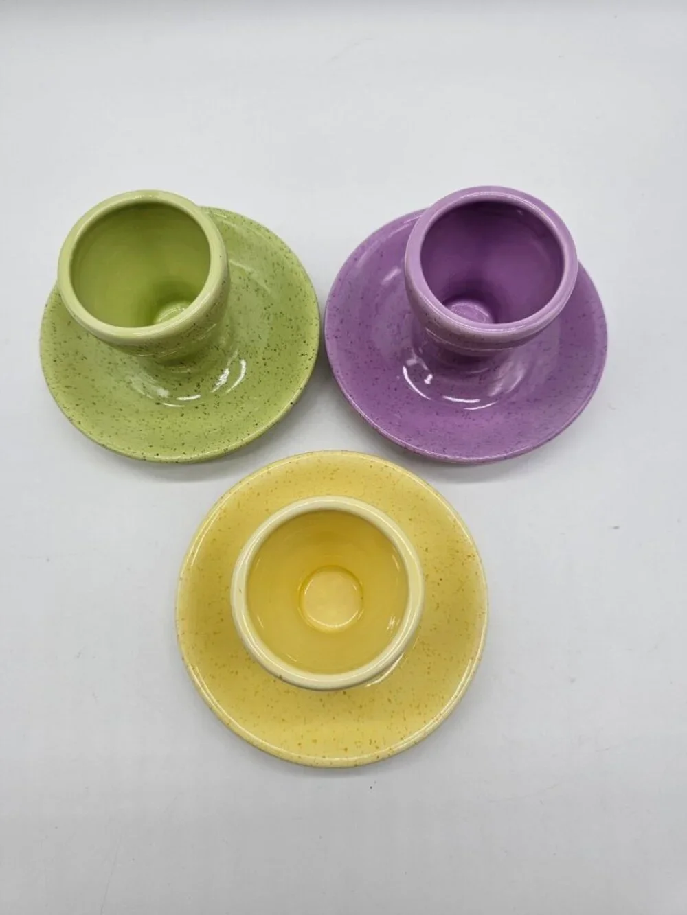 Williams Sonoma Pastel Color Egg Cups Set Of 3 Dishwasher Safe Easter Spring